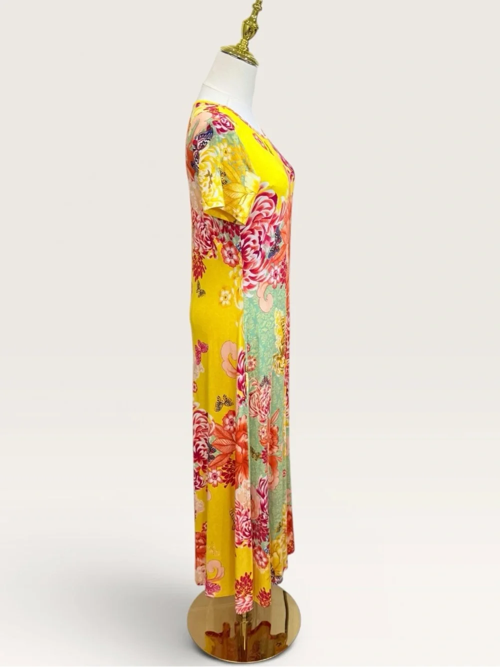 Johnny Was The Janie Favorite Cap Sleeve Midi Dress Charlie Floral Yellow Small